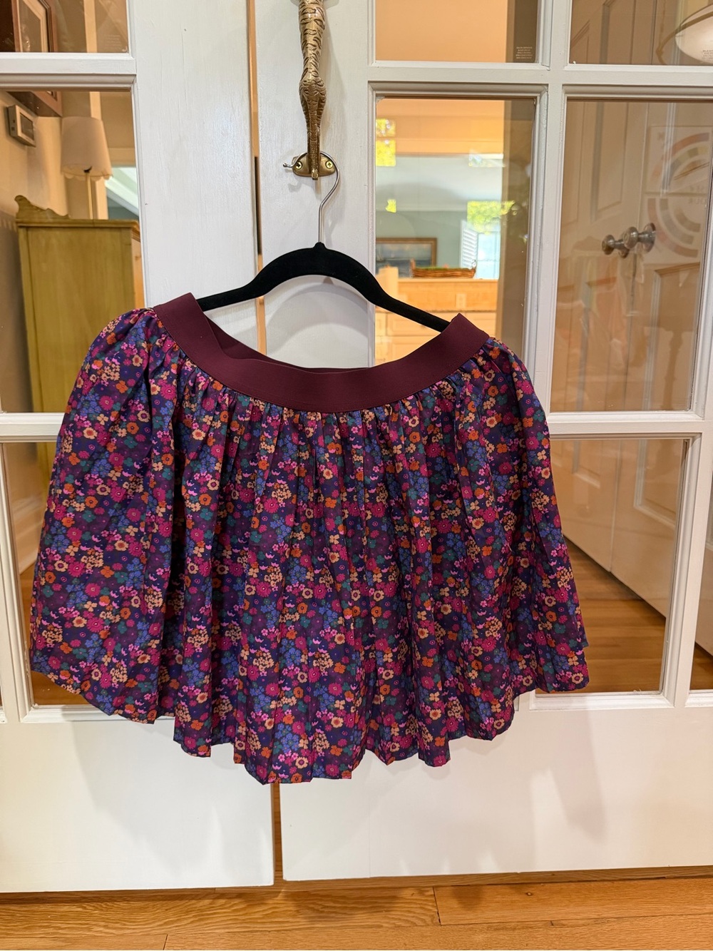 SSYS Women's Floral Gathered Skirt w/ built in shorts in Plum
